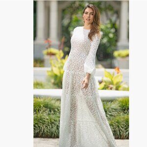 NWT Dress the Population 
- Stunning White Lace Maxi | Small